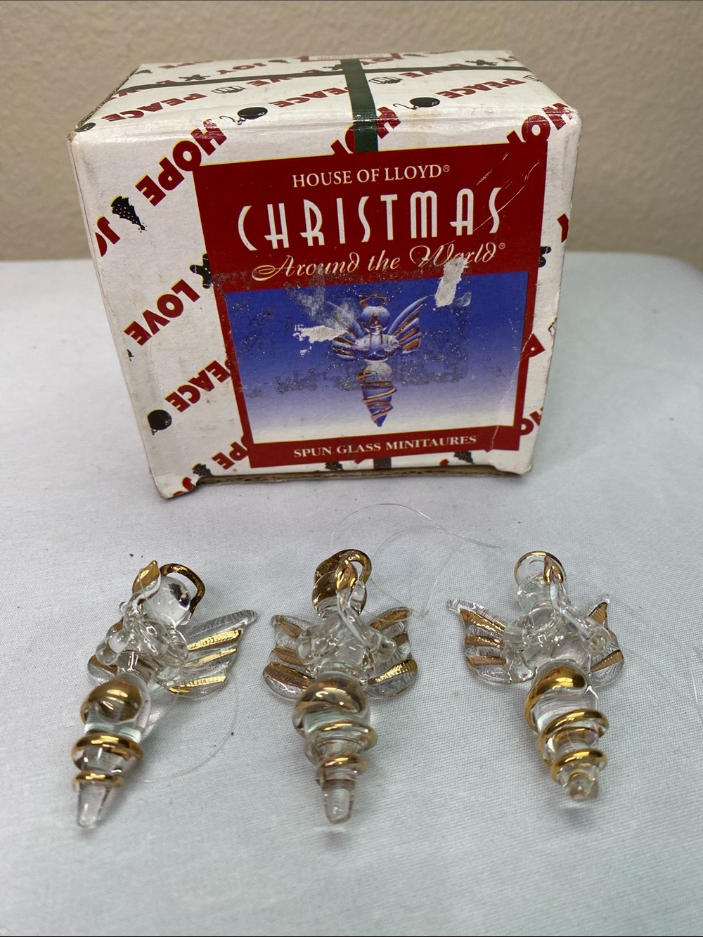 House of Lloyd Clear and Gold Spun Glass Angel Ornaments - Set of 3